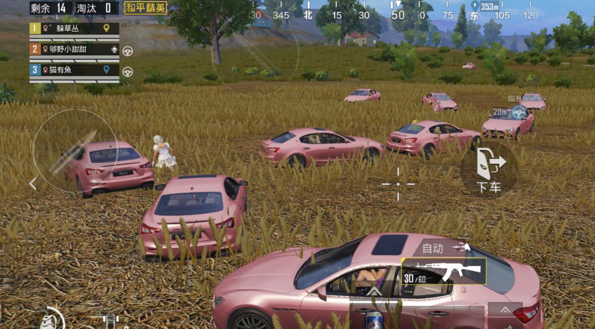和平精英：游戏中出现一群“粉色土豪”，他们有12辆玛莎拉蒂！(1)