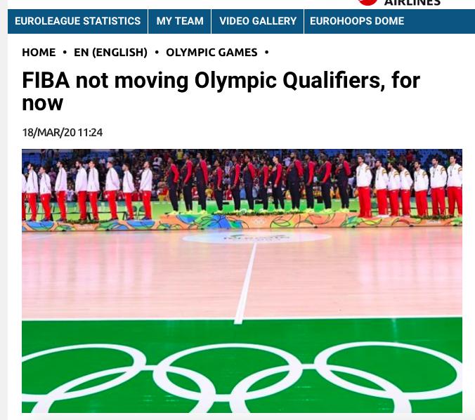 FIBA高层表态奥运落选赛如期举行, 若取消或按世界排名入选, 中国男篮将彻底无缘东京奥运会(1)