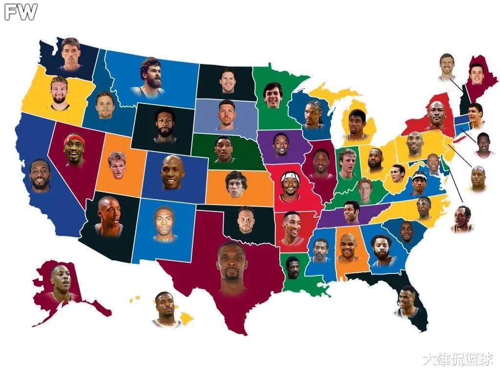 美媒列出了在美国各州出生的球员中，能代表他们州的NBA球星