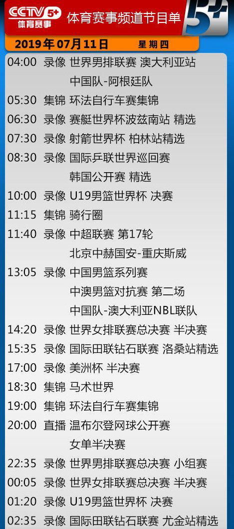 今日央视节目单 CCTV5转中国男篮VS雄鹿 中超广州恒大PK天津泰达(5)