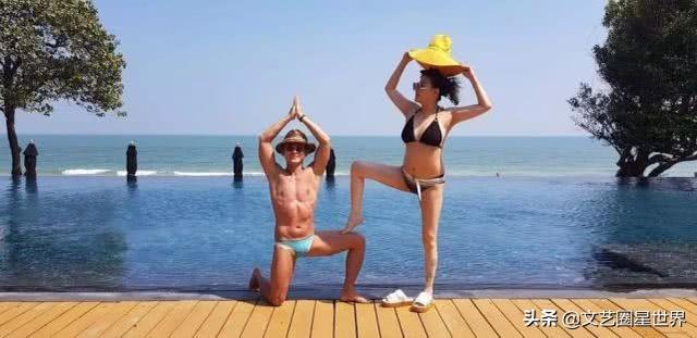 蓝心湄赴泰国庆祝54岁生日，穿比基尼游泳，踩男人大腿上秀S身材(1)