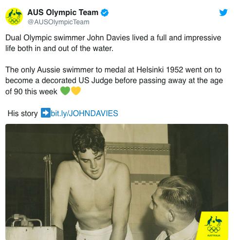 澳大利亚游泳名宿去世享年90岁 曾是美国地区法官