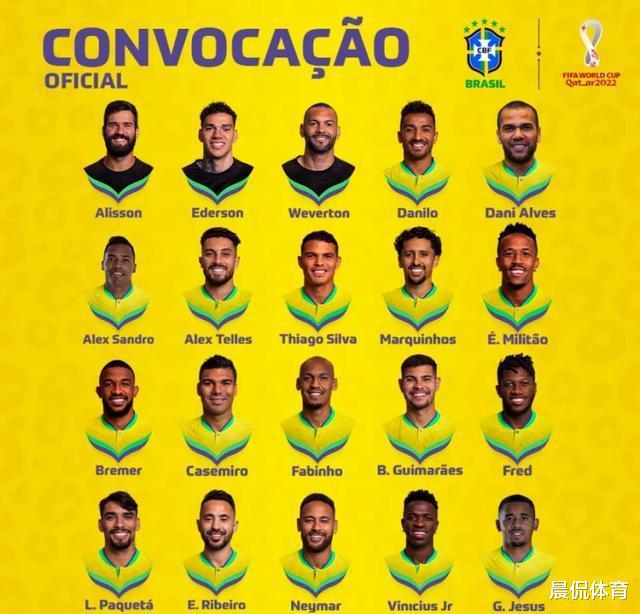 玩的很大！巴西队世界杯的大名单宣布枪手铁卫没有机会在之前被拒绝征召(1)