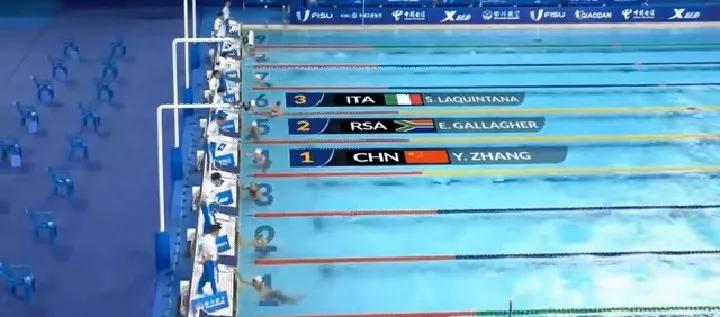  最新战报
8月1日上午，2023 成都大运会，刚刚结束一场游泳女子50米蝶泳预(2)