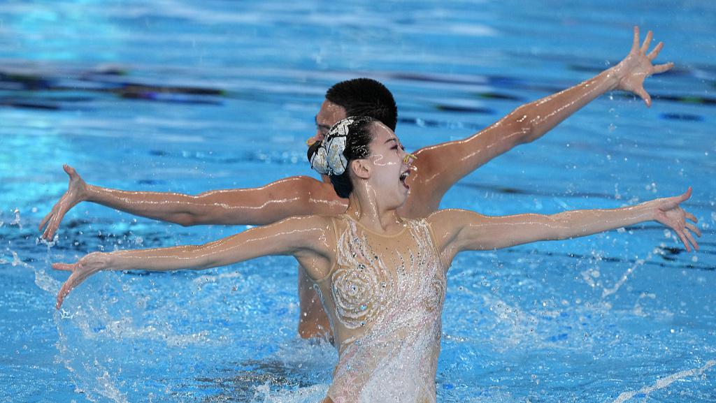 世界泳联锦标赛：程文涛/石浩玙获得花样游泳混双自由自选金牌(1)