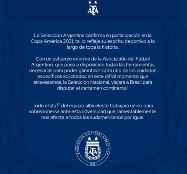 阿根廷队确认参加美洲杯 但大本营依旧设在国内