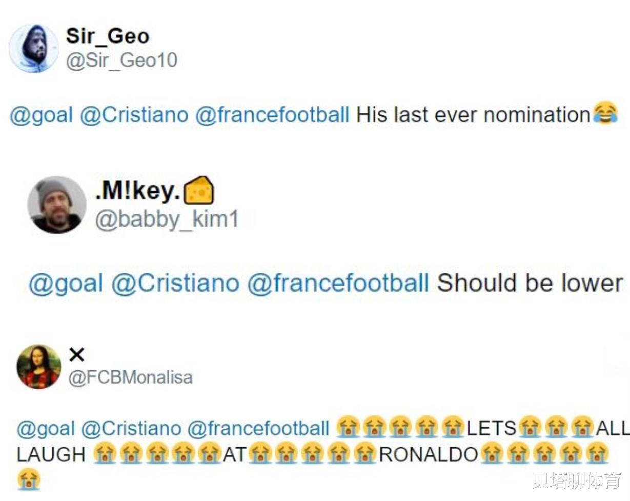 海外网友：金球奖是笑话！C罗不该进前100名，梅西甚至没有被提名(3)