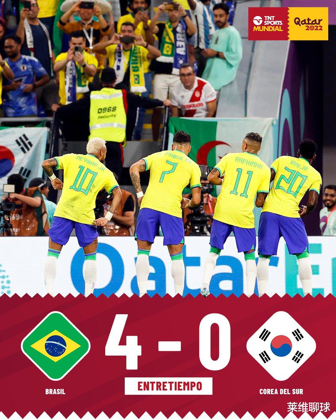 行云流水，4-0羞辱！巴西把韩国打到崩溃，236球超德国当历史第一