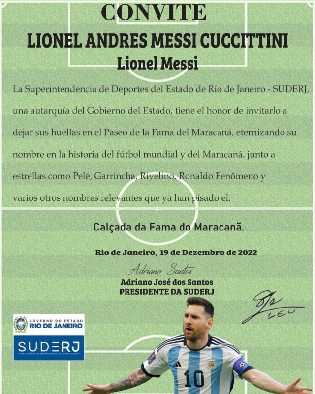 首位阿根廷人 马拉卡纳名人大道邀请梅西留足印！
