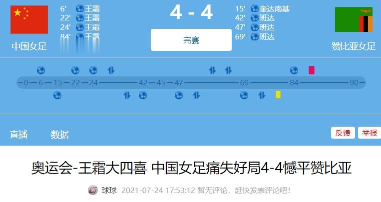 赞比亚两年前在奥运会上4-4战平中国女足，今日0射门0-5大败日本(2)