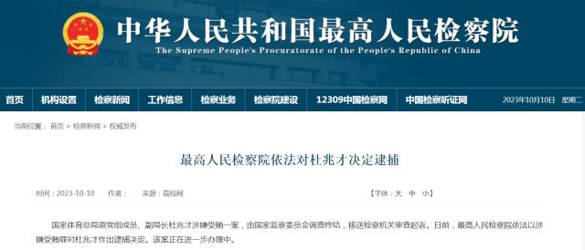 最高人民检察院依法对杜兆才决定逮捕(1)