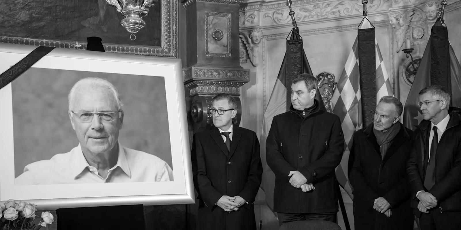 拜仁高层海纳、鲁梅尼格、赫内斯等人参加贝肯鲍尔追悼会